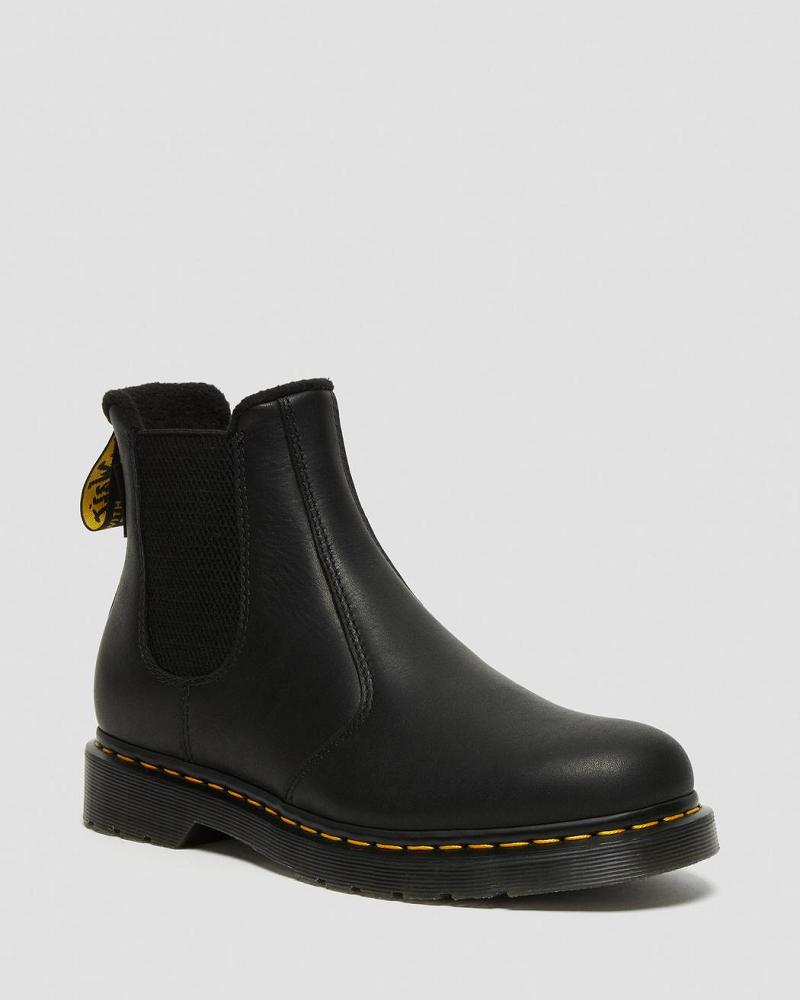 Black Men\'s Dr Martens 2976 Warmwair Leather Winter Boots | CA 572DFM